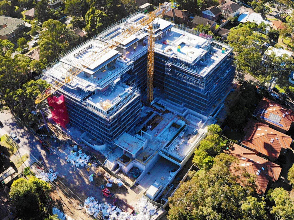 Elena Lane Cove building construction in a residential green area