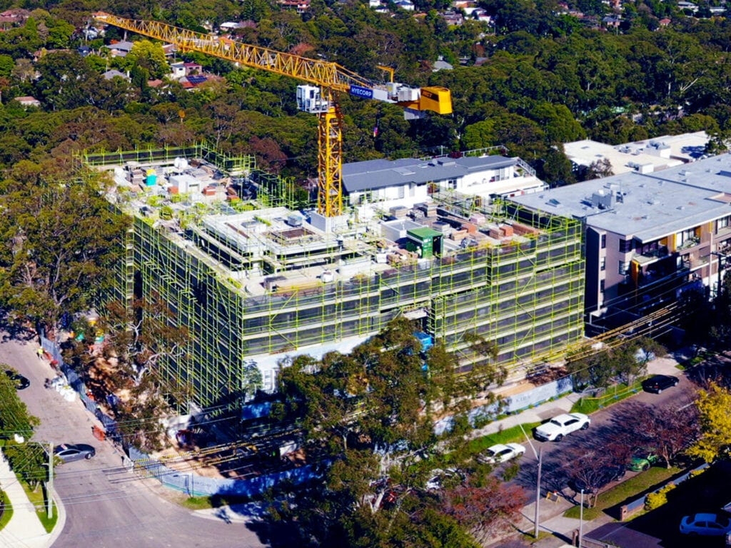 Kira Apartments Lane Cove under construction surrounded by trees